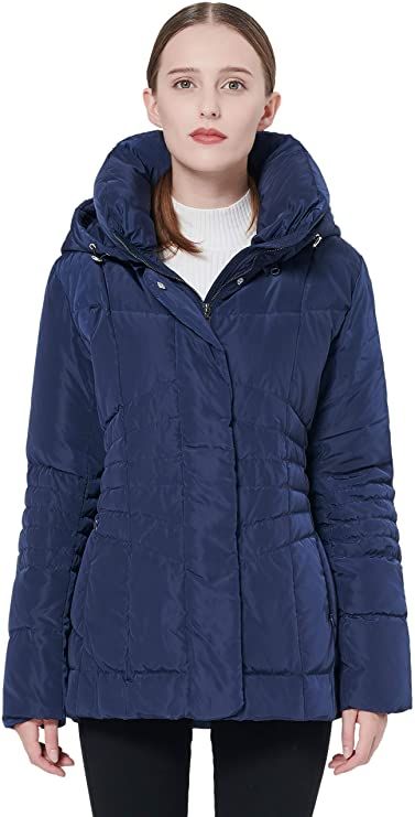 Orolay Women's Hooded Down Jacket Quilted Winter Coat Stand Collar Puffer Jacket