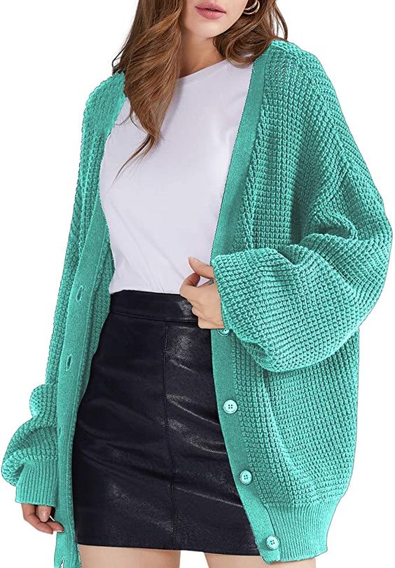 QUALFORT Women's Cardigan Sweater 100 Cotton ButtonDown Long Sleeve