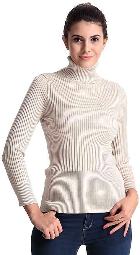 ninovino Women's Turtleneck Ribbed Long Sleeve Sweater Pullover Tops