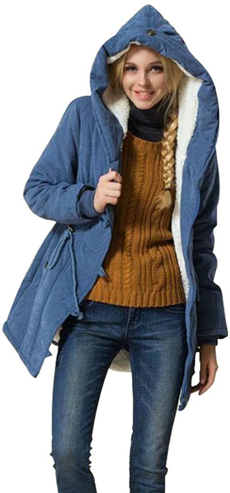 Eleter Women's Winter Warm Coat Hoodie Parkas Overcoat Fleece Outwear Jacket with Drawstring