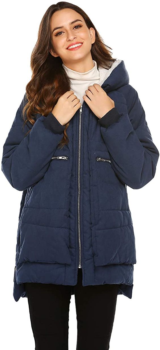 Beyove Womens Winter Zip Front Down Jackets Hooded Warm Coats Thickened