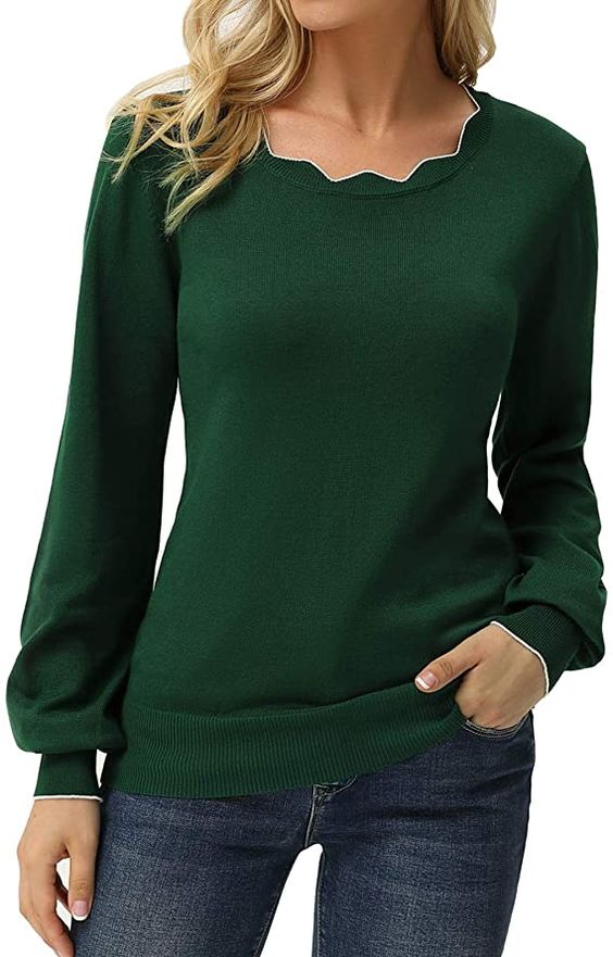 GRACE KARIN Women's High Stretchy Long Sleeve Pullover Sweater Blouse Top