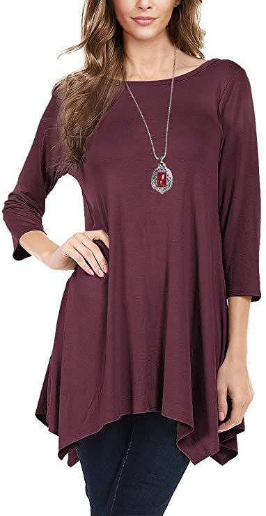 Urban CoCo Women's 3/4 Sleeve Tunic Tops Loose T Shirt Dress