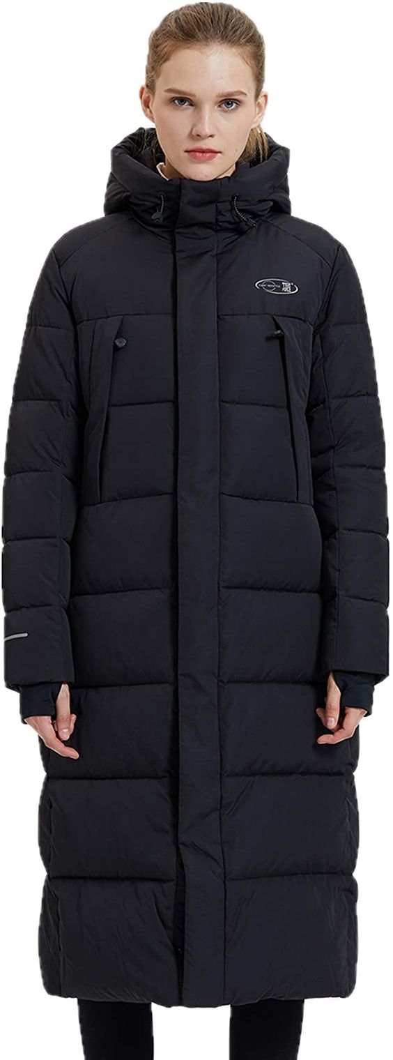 TIGER FORCE Winter Active Coat Long Puffy Jacket for Men Hoodie Thickened Padded Outerwear Snowjacket Extremely Cold