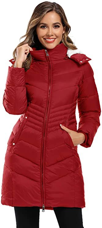 Caistre Women's Thickened Hooded Winter Down Jacket Outwear Puffer Down Coats with Pockets