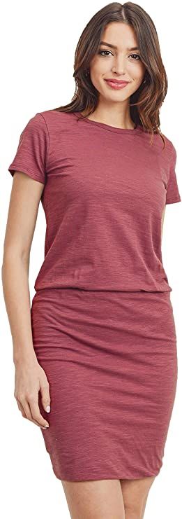 LaClef Women's Casual Mini T-Shirt Dress Short Sleeve Summer Cotton Dresses