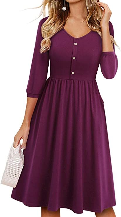 YATHON Summer Dresses for Women with Sleeves Cotton V Neck Button Down ...
