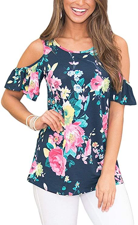 For G and PL Women's Summer Short Sleeve Cold Shoulder Blouse Tops ...