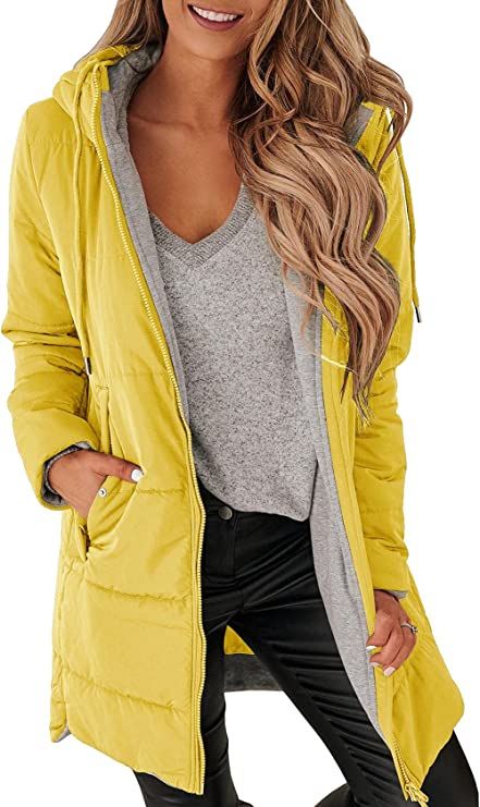 Womens Warm Puffer Down Jacket Hooded Winter Lightweight Mid Quilted Coat with Pockets