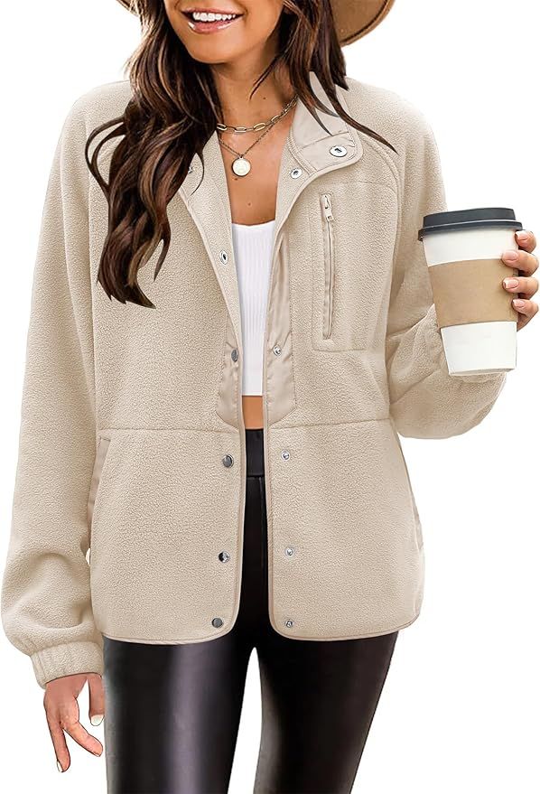 Zeagoo Women's Cozy Fleece Jacket Western Aztec Print Snap Button Down Coat with Pockets Casual Warm Outwear 2025